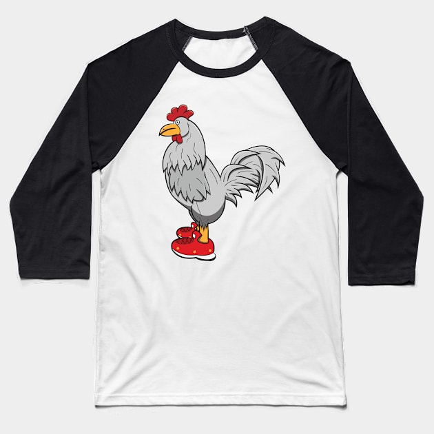 White Chicken With Shoes Baseball T-Shirt by Dad n Son Designs